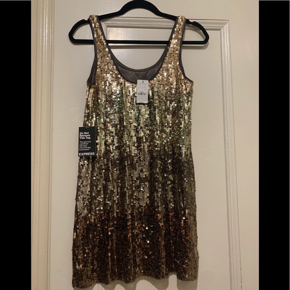 Gold sequin express tank dress